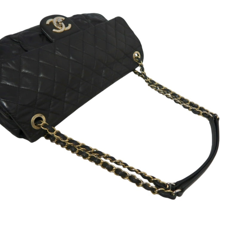 CHANEL Matelasse Cloud Flap Calfskin Shoulder Bag Black Silver Hardware
