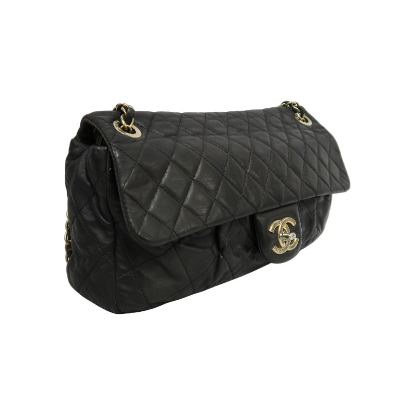 CHANEL Matelasse Cloud Flap Calfskin Shoulder Bag Black Silver Hardware