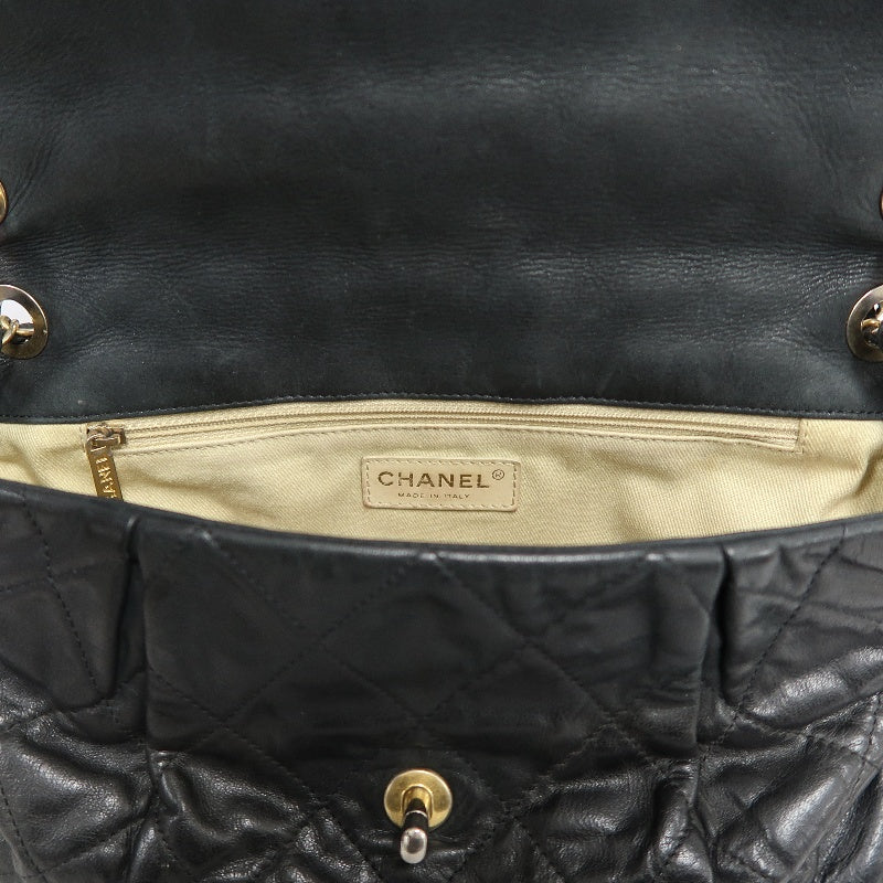 CHANEL Matelasse Cloud Flap Calfskin Shoulder Bag Black Silver Hardware
