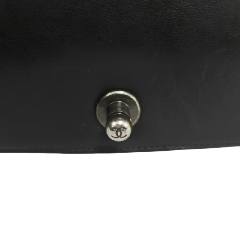 CHANEL Boy Leboy Matelasse Lambskin Shoulder Bag Black Silver Hardware With Authenticity Card