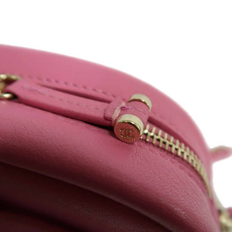 CHANEL Matelasse Lambskin Camera Shoulder Bag Pink Gold Hardware