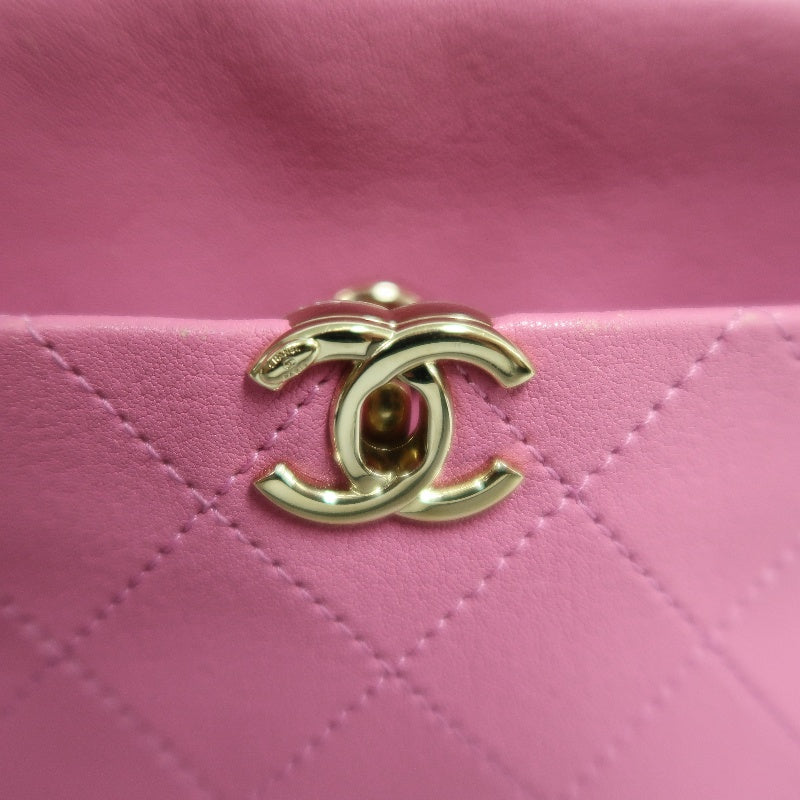 CHANEL Matelasse Lambskin Camera Shoulder Bag Pink Gold Hardware
