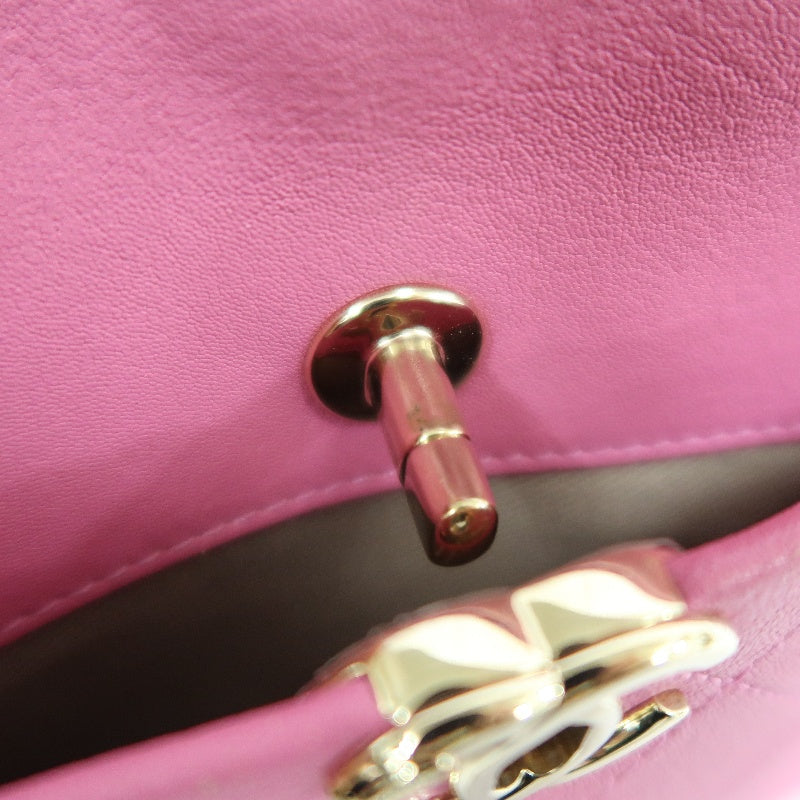 CHANEL Matelasse Lambskin Camera Shoulder Bag Pink Gold Hardware