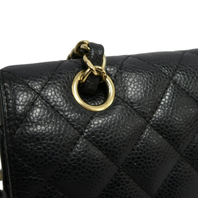 CHANEL Classic Flap Matelasse Caviar Shoulder Bag Black Gold Hardware