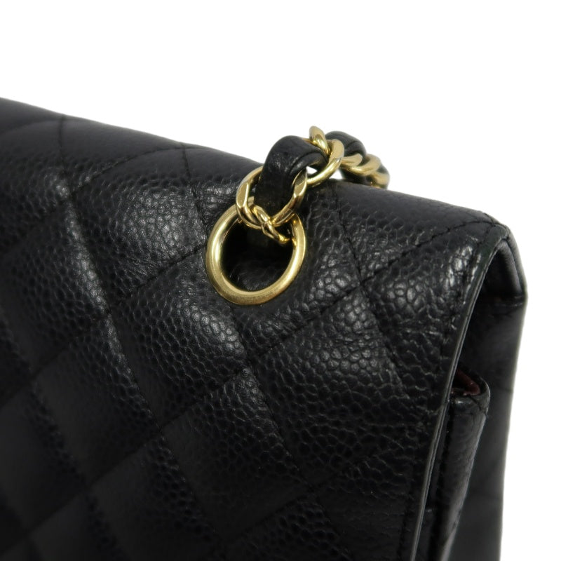 CHANEL Classic Flap Matelasse Caviar Shoulder Bag Black Gold Hardware