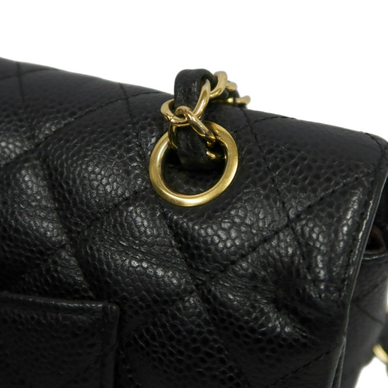 CHANEL Classic Flap Matelasse Caviar Shoulder Bag Black Gold Hardware