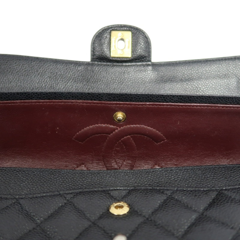 CHANEL Classic Flap Matelasse Caviar Shoulder Bag Black Gold Hardware