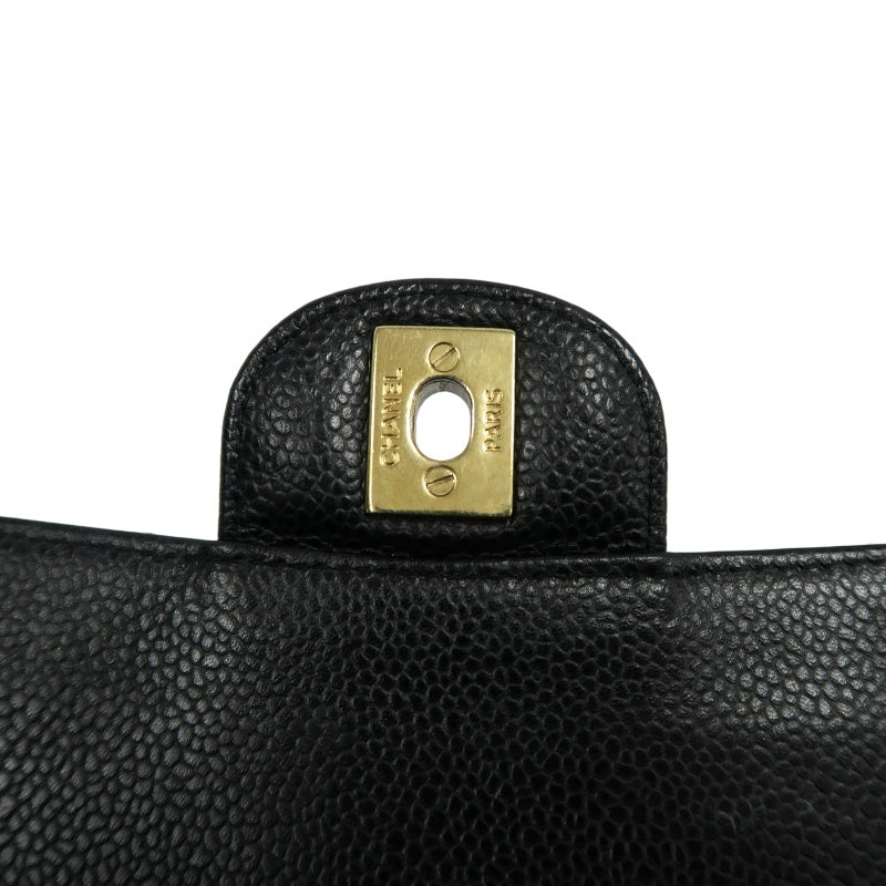 CHANEL Classic Flap Matelasse Caviar Shoulder Bag Black Gold Hardware