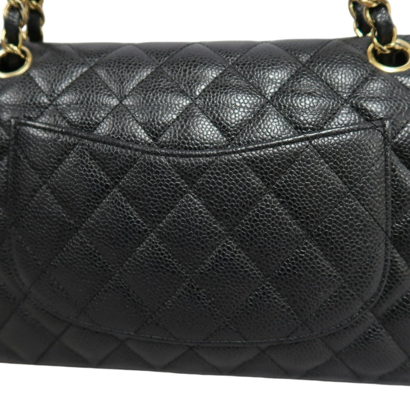 CHANEL Classic Flap Matelasse Caviar Shoulder Bag Black Gold Hardware