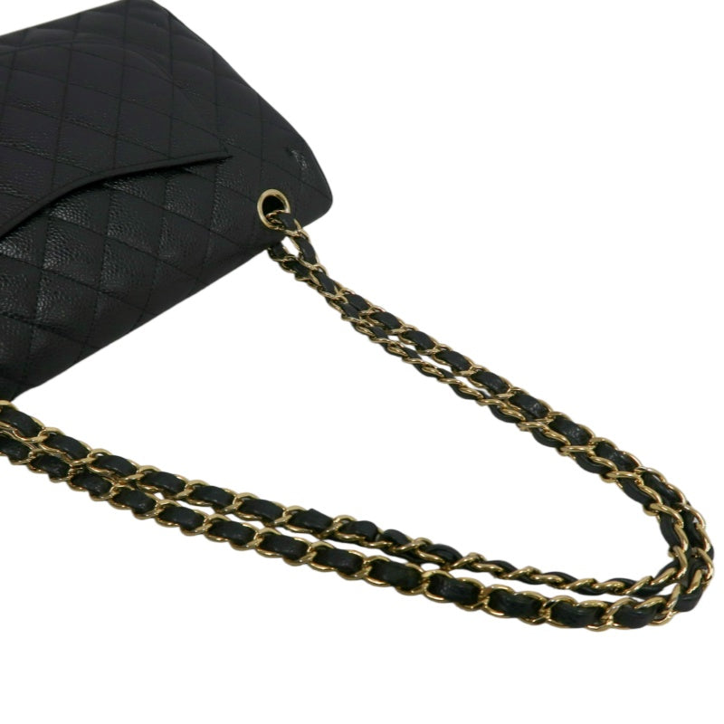 CHANEL Classic Flap Matelasse Caviar Shoulder Bag Black Gold Hardware