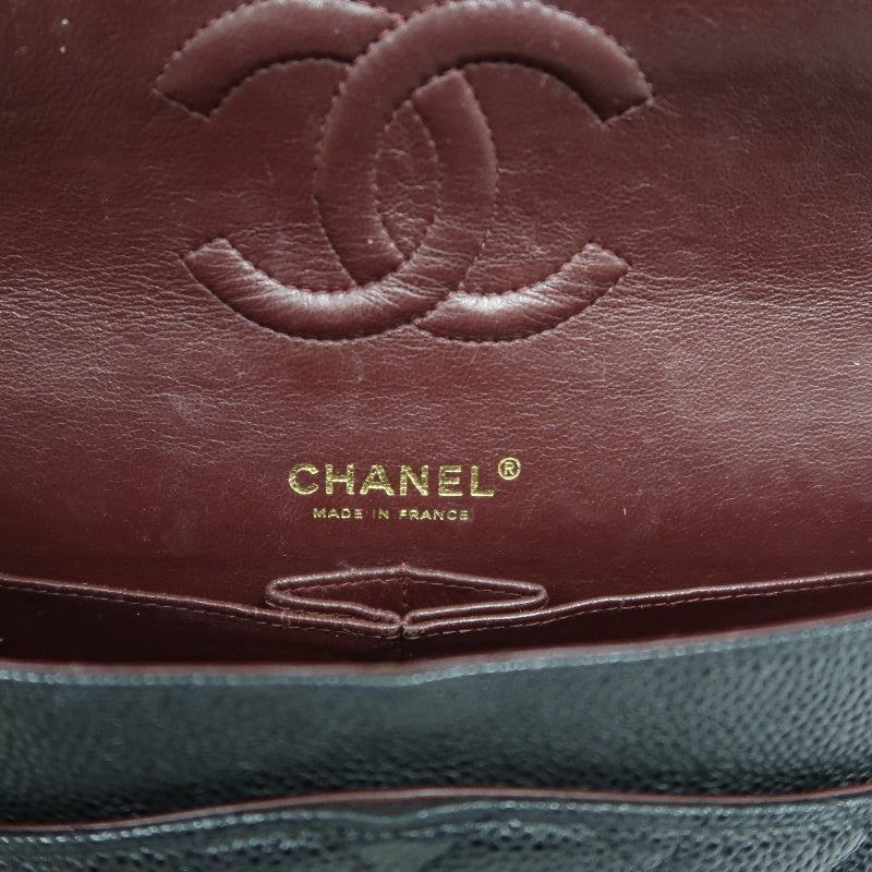 CHANEL Classic Flap Matelasse Caviar Shoulder Bag Black Gold Hardware