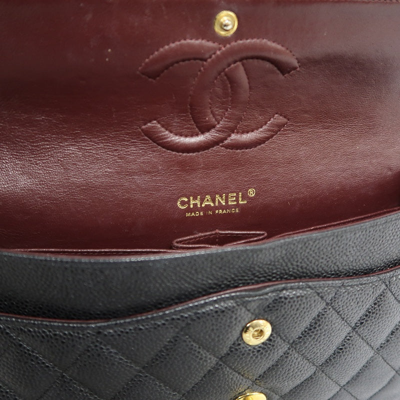 CHANEL Classic Flap Matelasse Caviar Shoulder Bag Black Gold Hardware