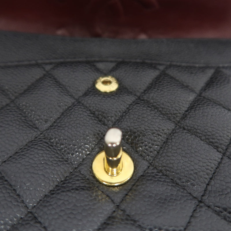 CHANEL Classic Flap Matelasse Caviar Shoulder Bag Black Gold Hardware