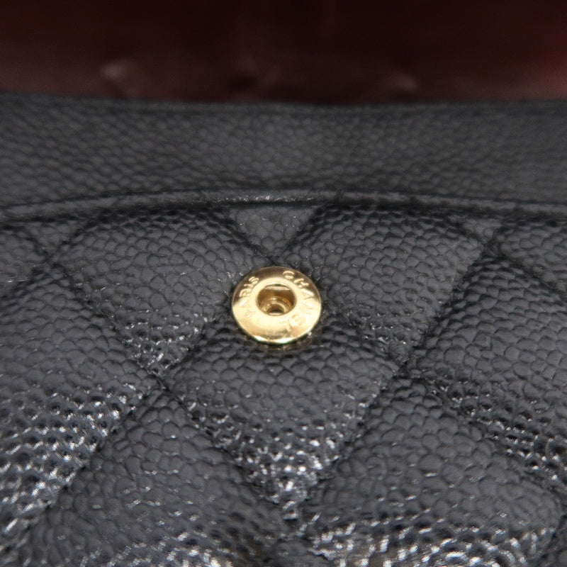 CHANEL Classic Flap Matelasse Caviar Shoulder Bag Black Gold Hardware