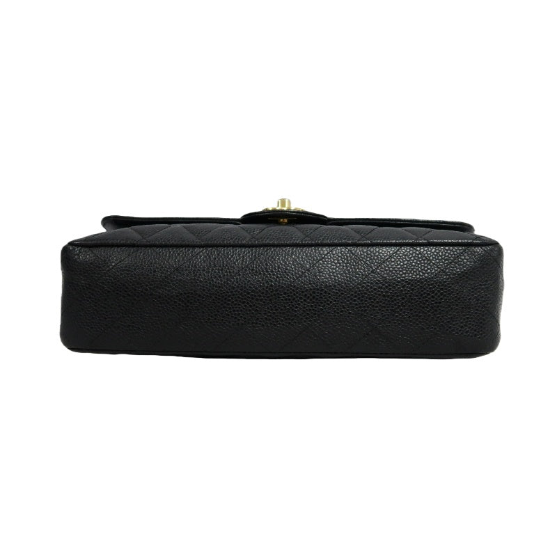 CHANEL Classic Flap Matelasse Caviar Shoulder Bag Black Gold Hardware