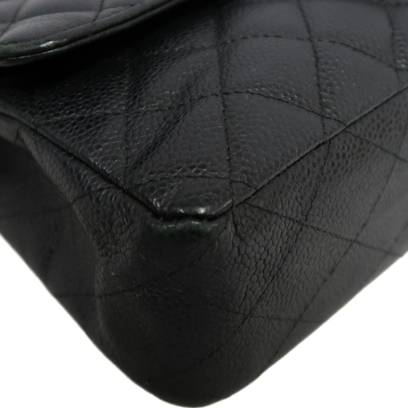 CHANEL Classic Flap Matelasse Caviar Shoulder Bag Black Gold Hardware