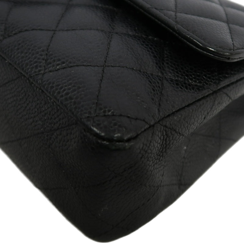 CHANEL Classic Flap Matelasse Caviar Shoulder Bag Black Gold Hardware