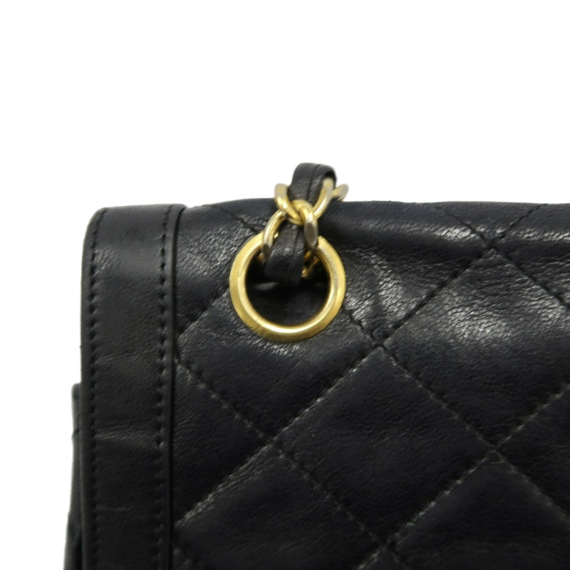 CHANEL Paris Limited Edition Matelasse Lambskin Flap Crossbody Bag Black Gold Hardware