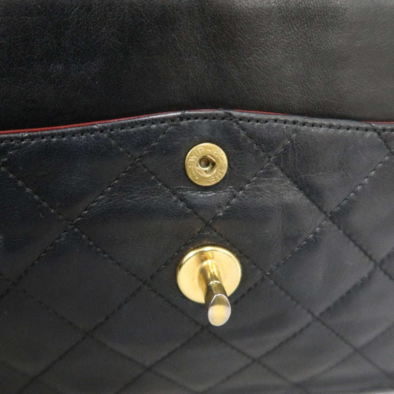 CHANEL Paris Limited Edition Matelasse Lambskin Flap Crossbody Bag Black Gold Hardware