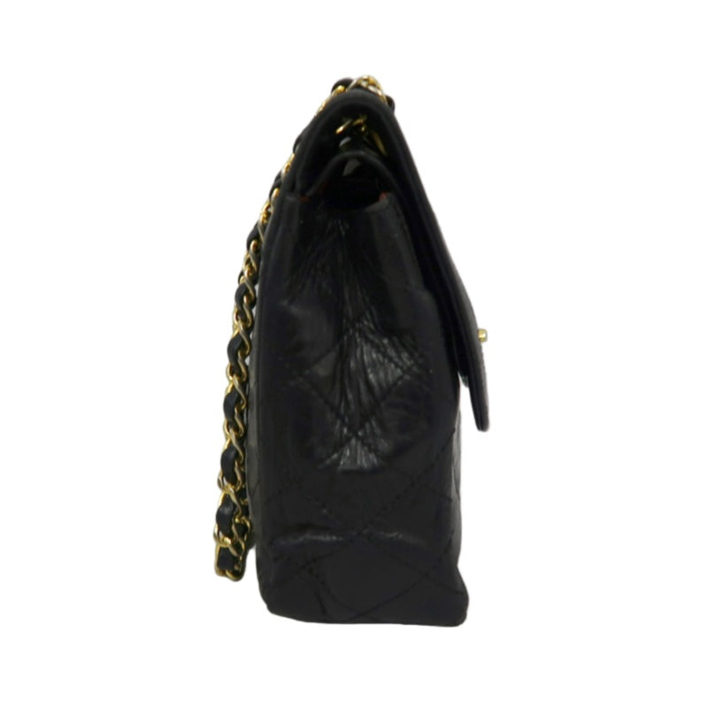 CHANEL Paris Limited Edition Matelasse Lambskin Flap Crossbody Bag Black Gold Hardware