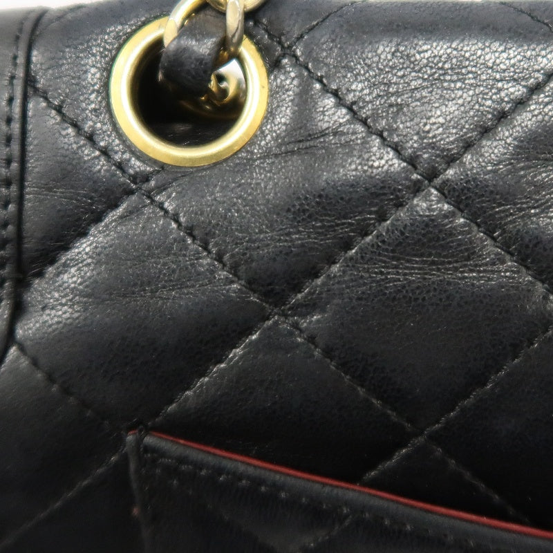 CHANEL Paris Limited Edition Matelasse Lambskin Flap Crossbody Bag Black Gold Hardware