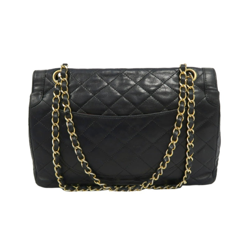 CHANEL Paris Limited Edition Matelasse Lambskin Flap Crossbody Bag Black Gold Hardware