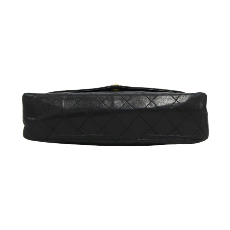 CHANEL Paris Limited Edition Matelasse Lambskin Flap Crossbody Bag Black Gold Hardware