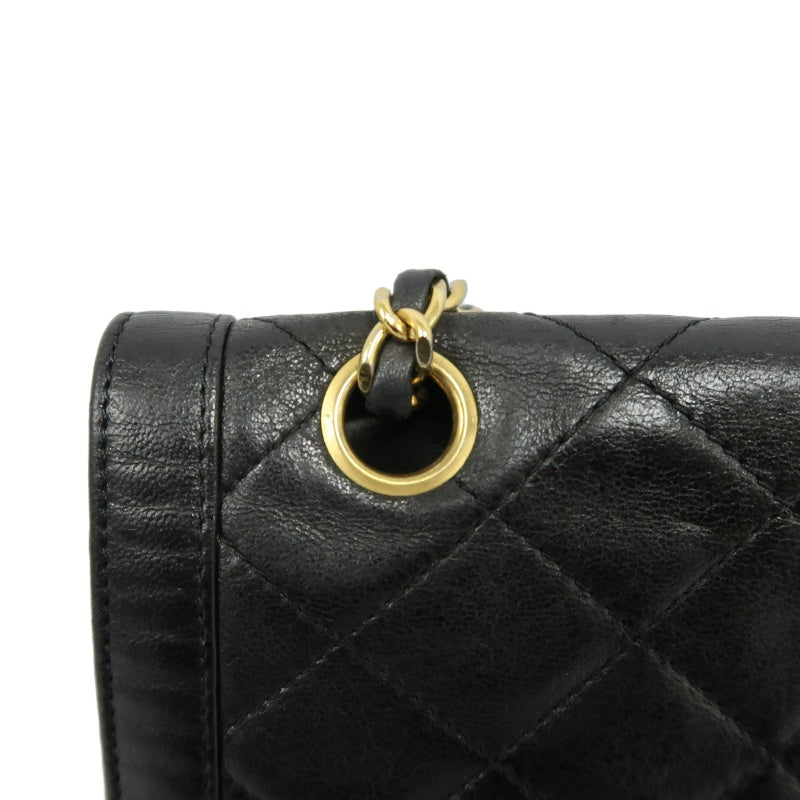 CHANEL Paris Limited Edition Matelasse Lambskin Flap Crossbody Bag Black Gold Hardware