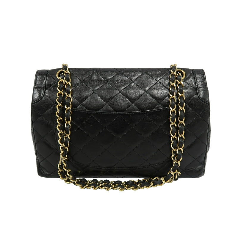 CHANEL Paris Limited Edition Matelasse Lambskin Flap Crossbody Bag Black Gold Hardware
