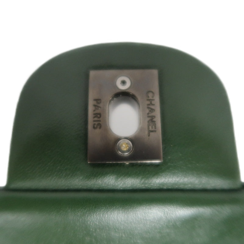 CHANEL Classic Flap Matelasse Lambskin Square Mini Crossbody Bag Green Silver Hardware