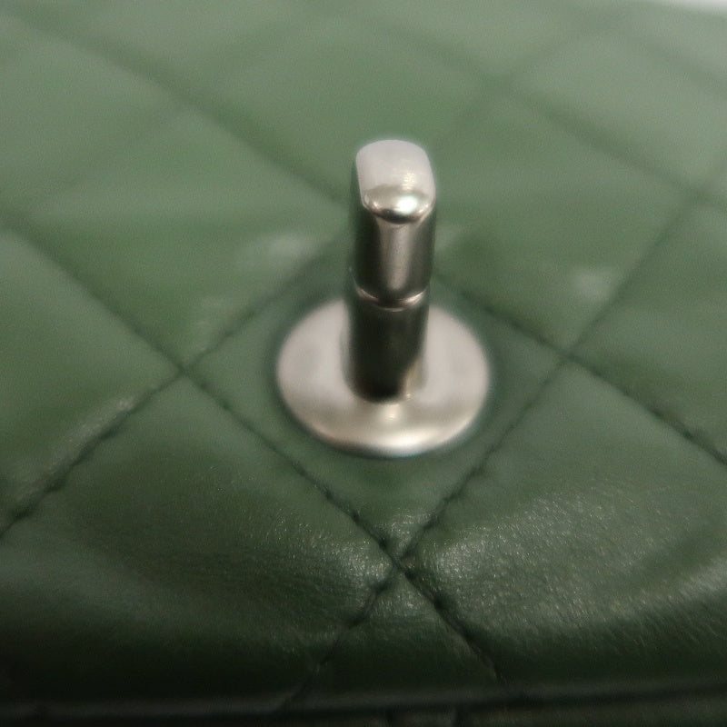CHANEL Classic Flap Matelasse Lambskin Square Mini Crossbody Bag Green Silver Hardware