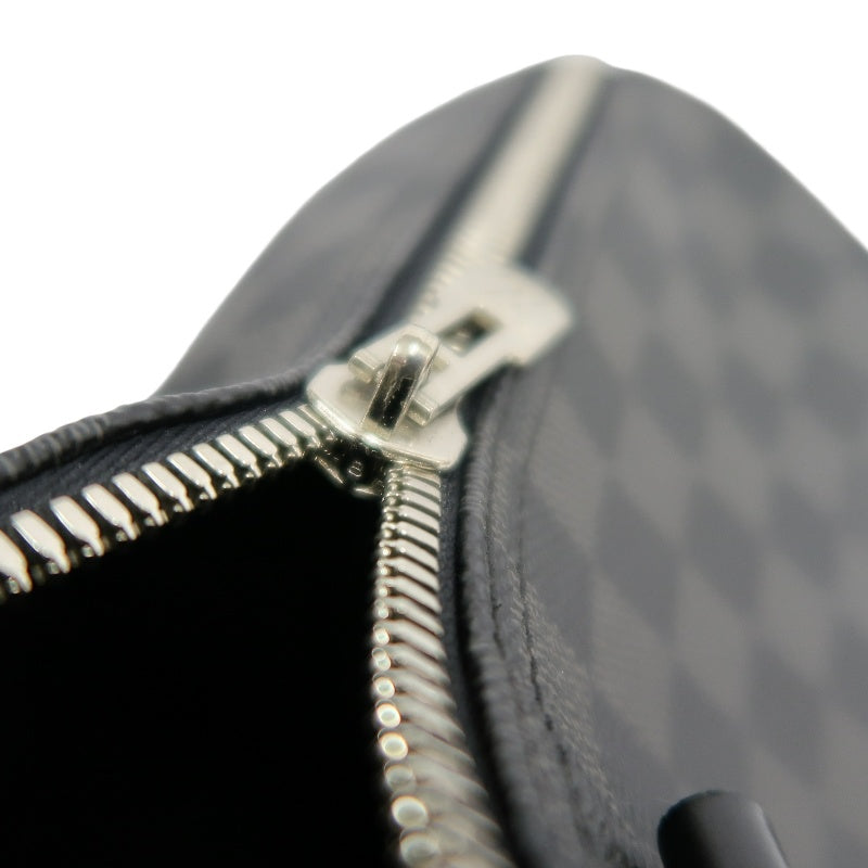 LOUIS VUITTON Keepall Damier Graphite Boston Travel Bag Black PVC