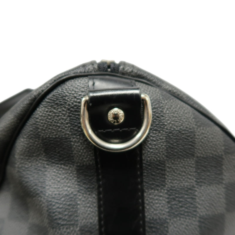 LOUIS VUITTON Keepall Damier Graphite Boston Travel Bag Black PVC