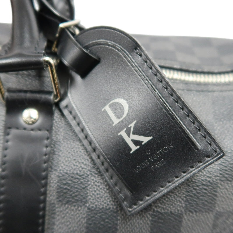 LOUIS VUITTON Keepall Damier Graphite Boston Travel Bag Black PVC