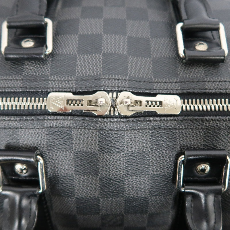 LOUIS VUITTON Keepall Damier Graphite Boston Travel Bag Black PVC