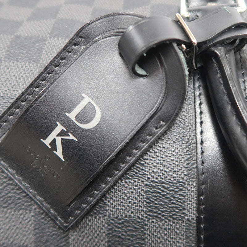 LOUIS VUITTON Keepall Damier Graphite Boston Travel Bag Black PVC