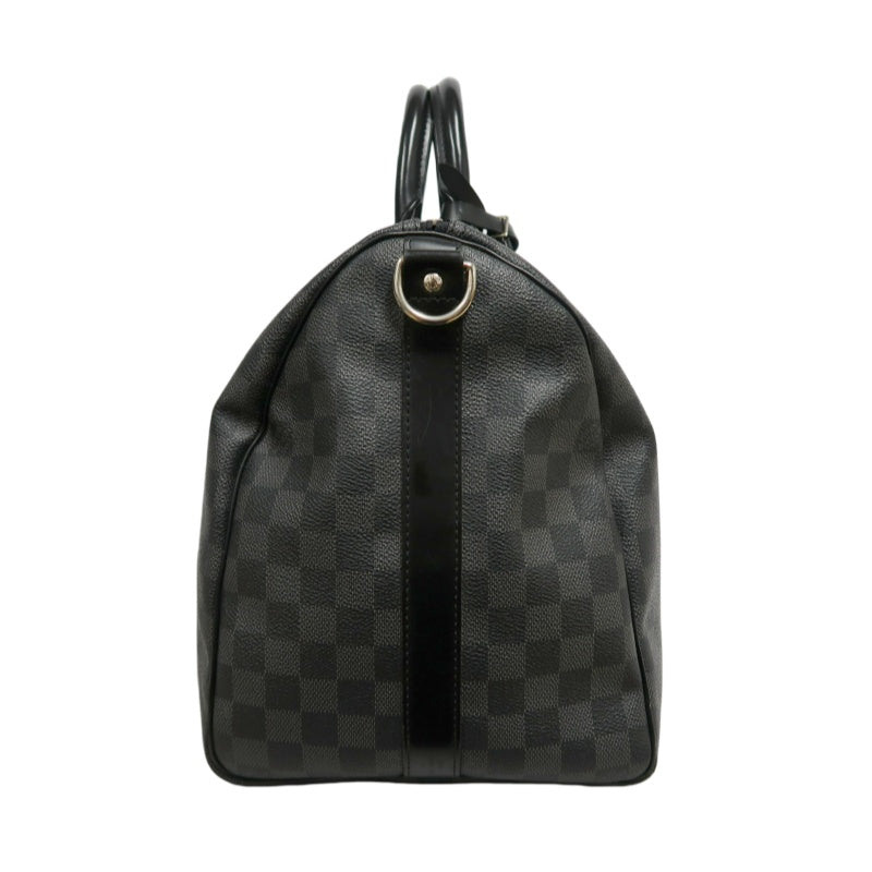 LOUIS VUITTON Keepall Damier Graphite Boston Travel Bag Black PVC