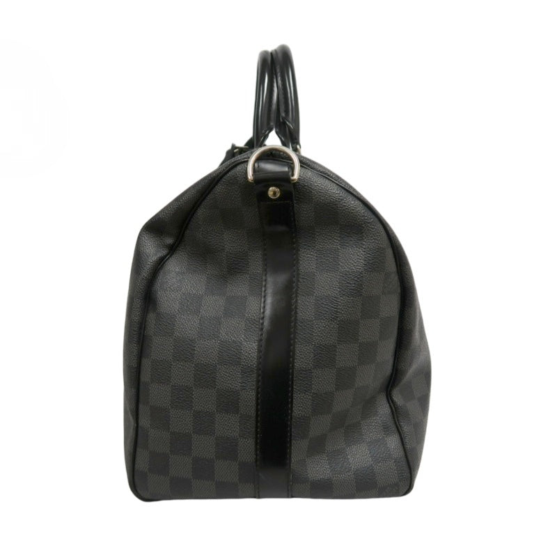 LOUIS VUITTON Keepall Damier Graphite Boston Travel Bag Black PVC