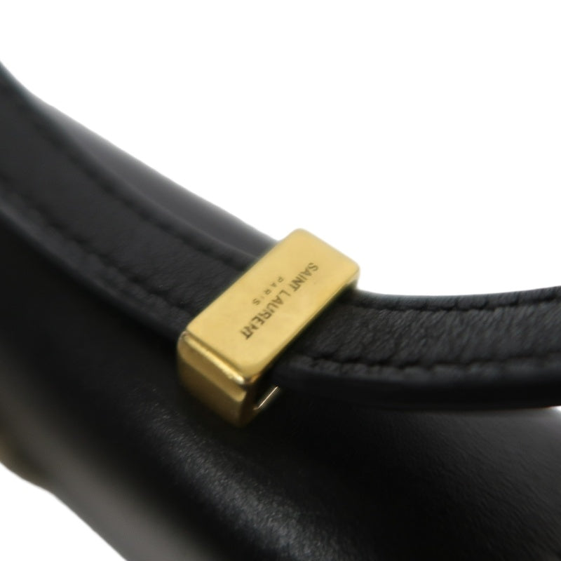 YVES SAINT LAURENT YSL Calfskin Flap Accordion Crossbody Bag Black Gold Hardware