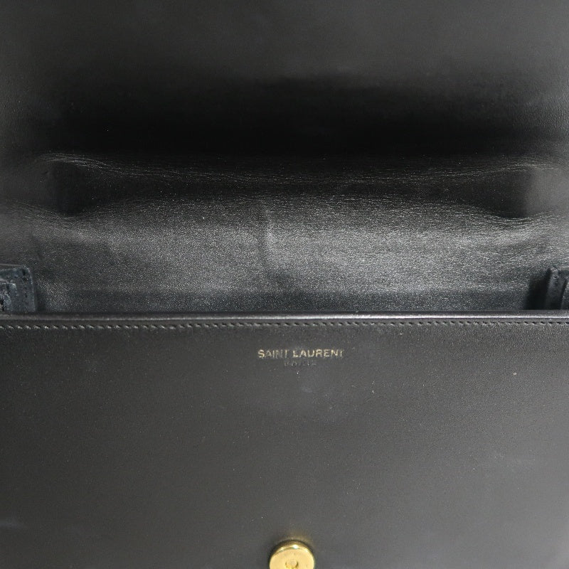YVES SAINT LAURENT YSL Calfskin Flap Accordion Crossbody Bag Black Gold Hardware