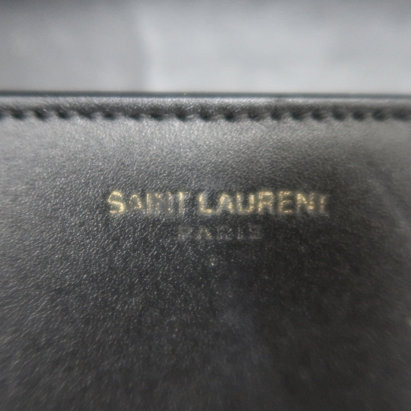 YVES SAINT LAURENT YSL Calfskin Flap Accordion Crossbody Bag Black Gold Hardware