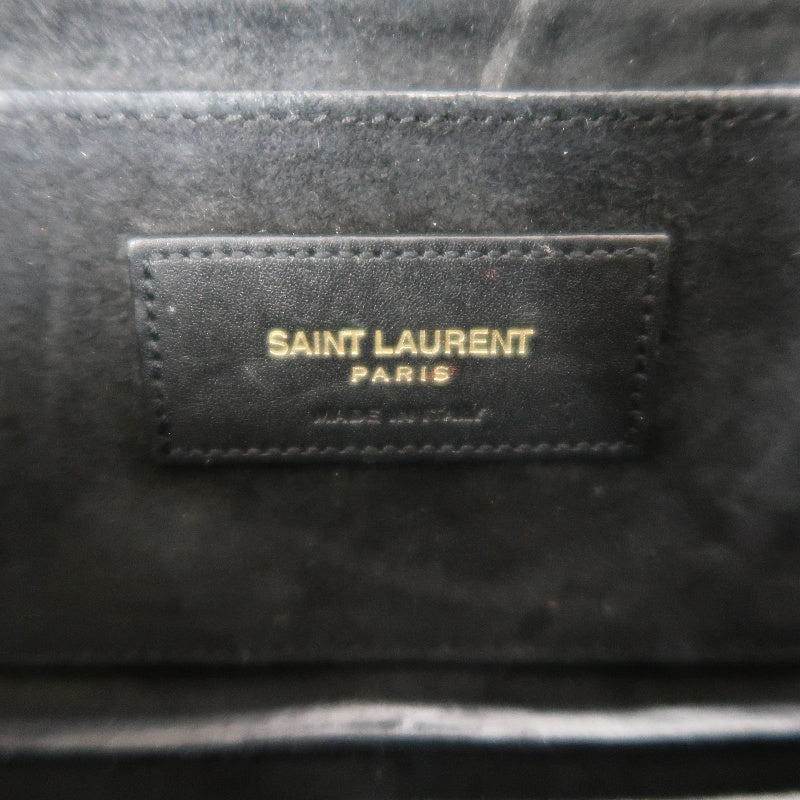 YVES SAINT LAURENT YSL Calfskin Flap Accordion Crossbody Bag Black Gold Hardware