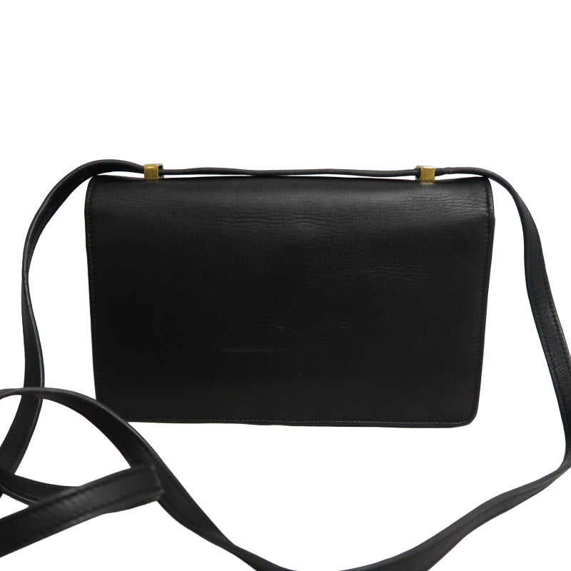 YVES SAINT LAURENT YSL Calfskin Flap Accordion Crossbody Bag Black Gold Hardware
