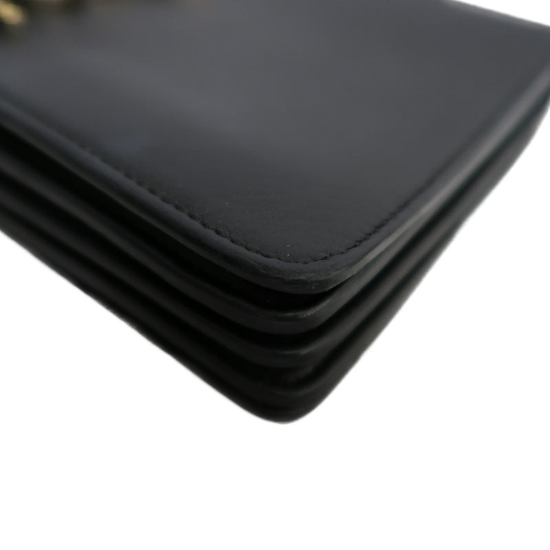 YVES SAINT LAURENT YSL Calfskin Flap Accordion Crossbody Bag Black Gold Hardware