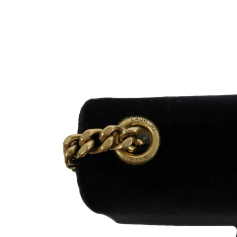 YVES SAINT LAURENT YSL Kate Tassel Velvet Chain Crossbody Bag Black Gold Hardware