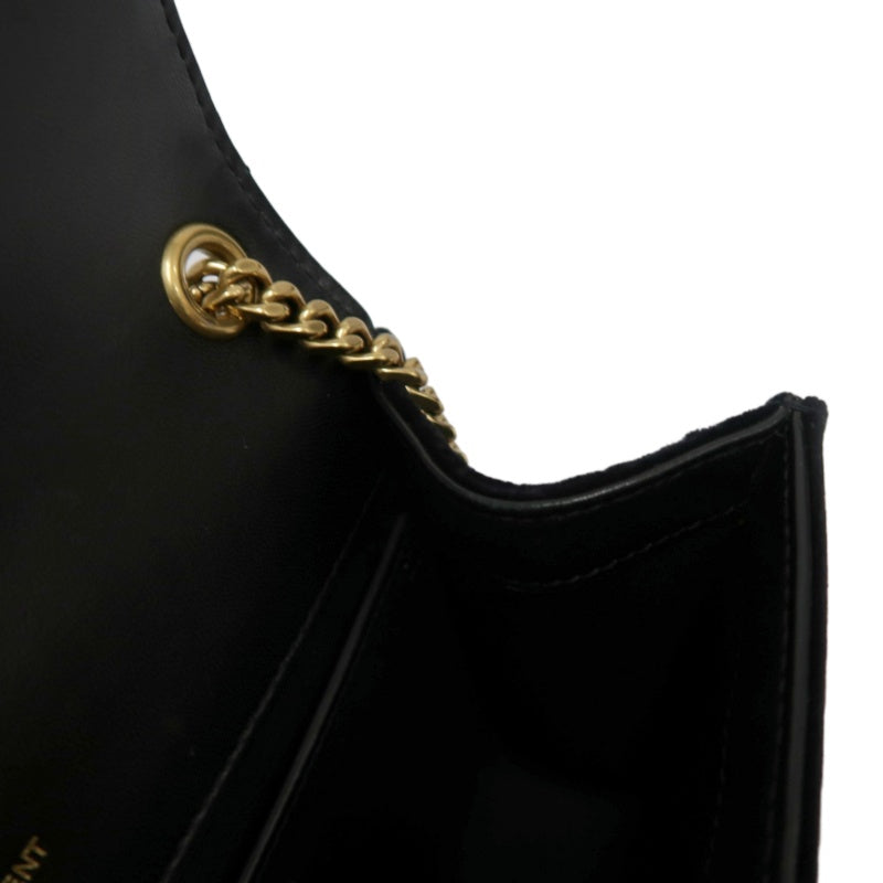 YVES SAINT LAURENT YSL Kate Tassel Velvet Chain Crossbody Bag Black Gold Hardware