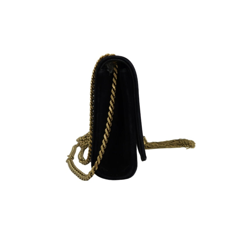 YVES SAINT LAURENT YSL Kate Tassel Velvet Chain Crossbody Bag Black Gold Hardware