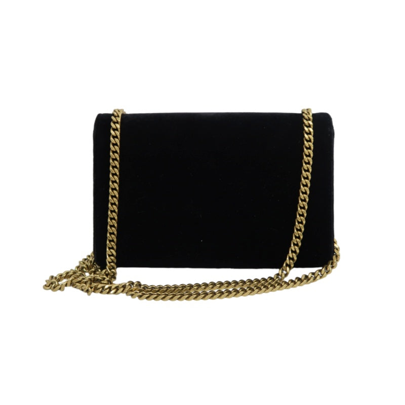 YVES SAINT LAURENT YSL Kate Tassel Velvet Chain Crossbody Bag Black Gold Hardware