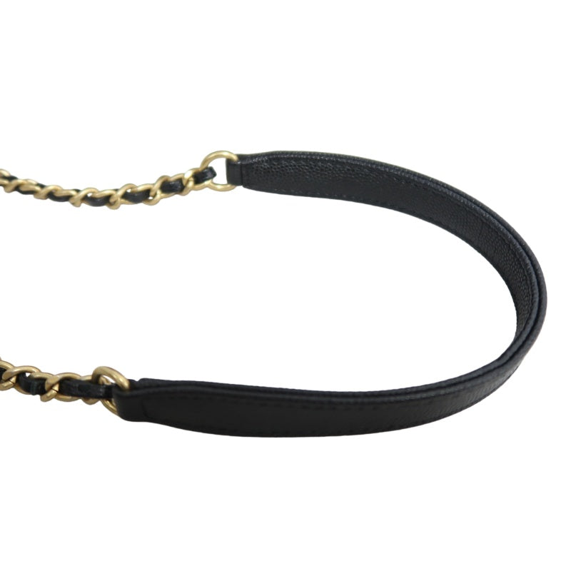 CHANEL Matelasse Coco Handle Caviar Leather Top Handle Bag Black Gold Hardware With shoulder straps