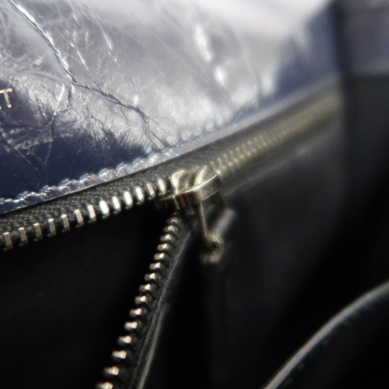 YVES SAINT LAURENT YSL NIKI Crinkled Waxed Leather Shoulder Bag Black